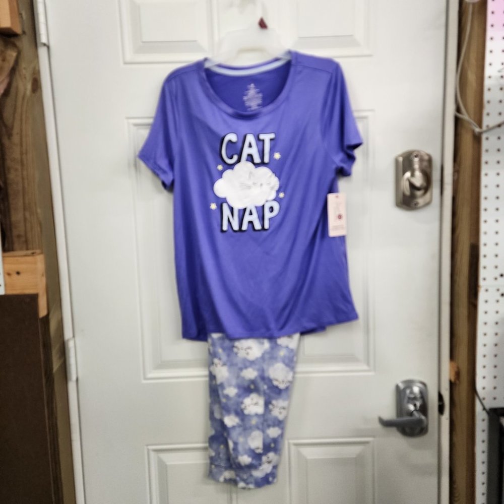 New Secret Treasures Short Sleeve Pajama Set - Cat Nap - S 4-6